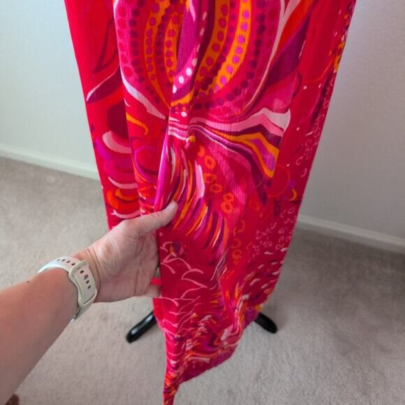 Vintage 60s 70s Hollywood Dress Robe L-XL Psychedelic Nightgown Groovy Boho Chic - Picture 13 of 16